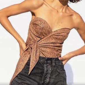 Free People brown snakeskin wrap tube top size Medium NWT